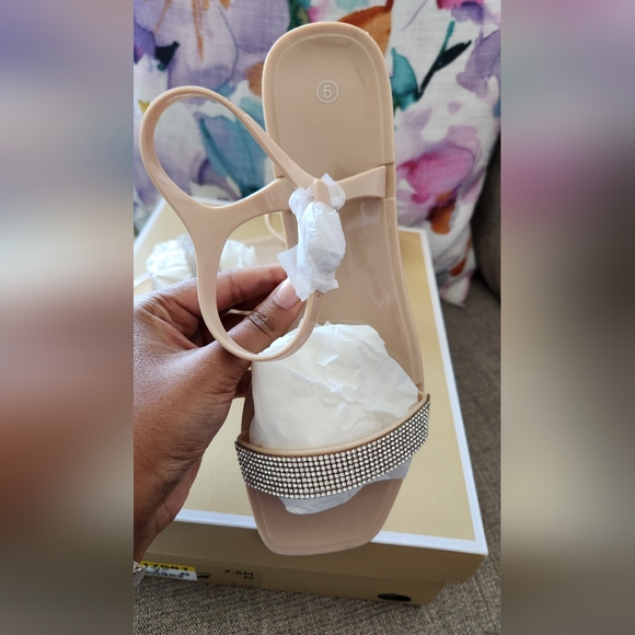 Nude Flat Summer Bling Sandals - Picture 4 of 4